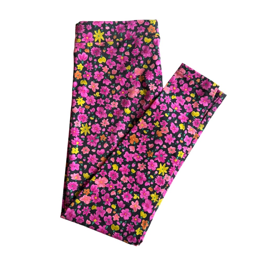 New Floral Leggings Pink Yellow Ditsy Flower Cottagecore Coquette Activewear S